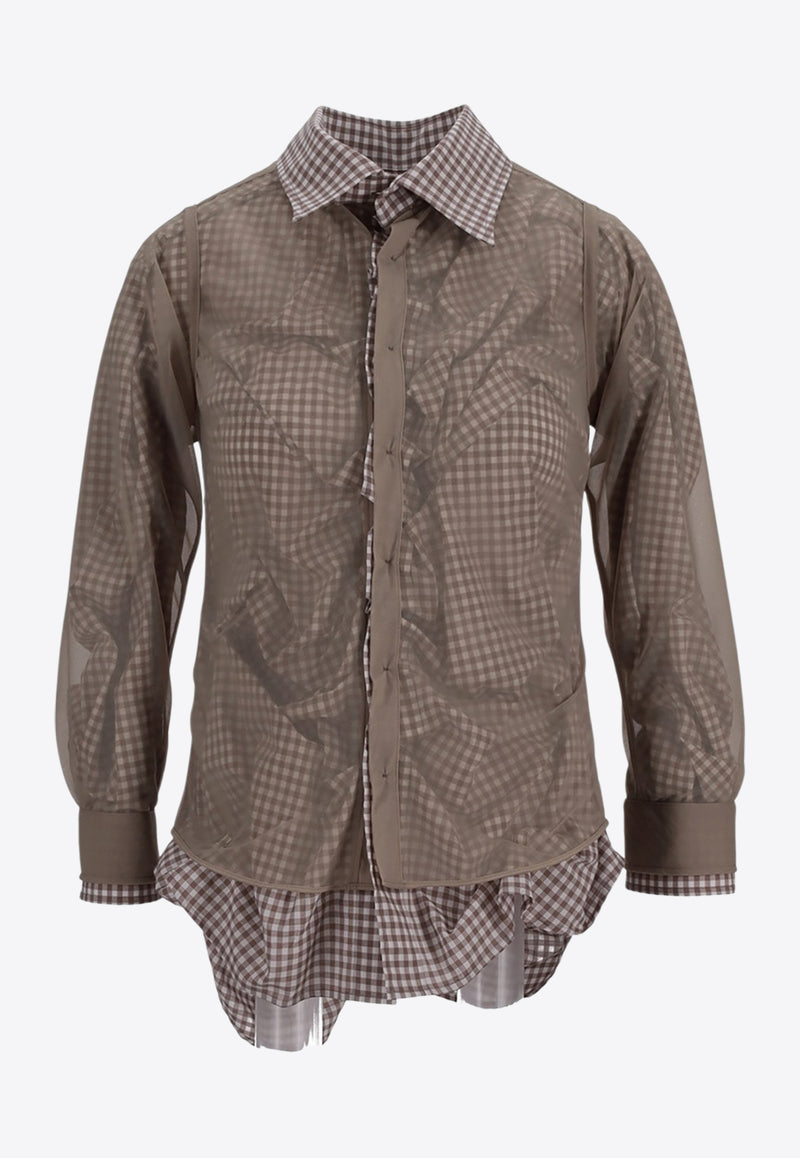 Maison Margiela Checked Layered Shirt Camel S51DT0016MTJ024_114