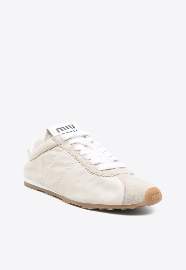 Miu Miu Plume Nappa Leather Low-Top Sneakers White 5E114EFD005D7C_F0304