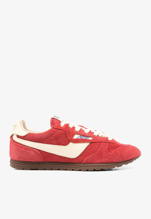 Autry Windspin Suede and Leather Low-Top Sneakers Red WSLWUB_08