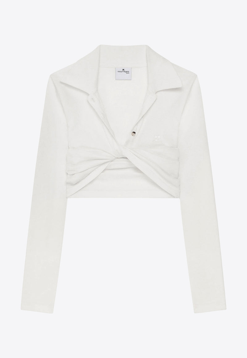 Courrèges Polo Twist Cropped Top  White 225JPO048JS0193_0001