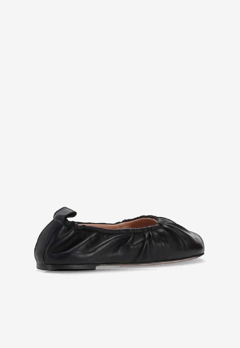 Niccolò Pasqualetti Obliqua Soft Leather Ballet Flats Black NP07F003LEA_NERO