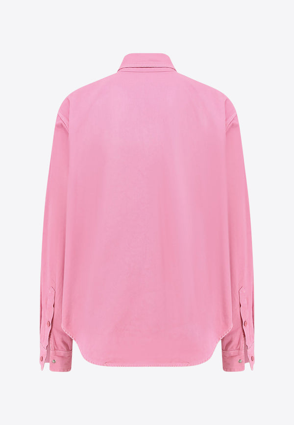 Balenciaga Distressed Long-Sleeved Logo Shirt Pink 822840TRWB1_2014_BABY PINK_32772800