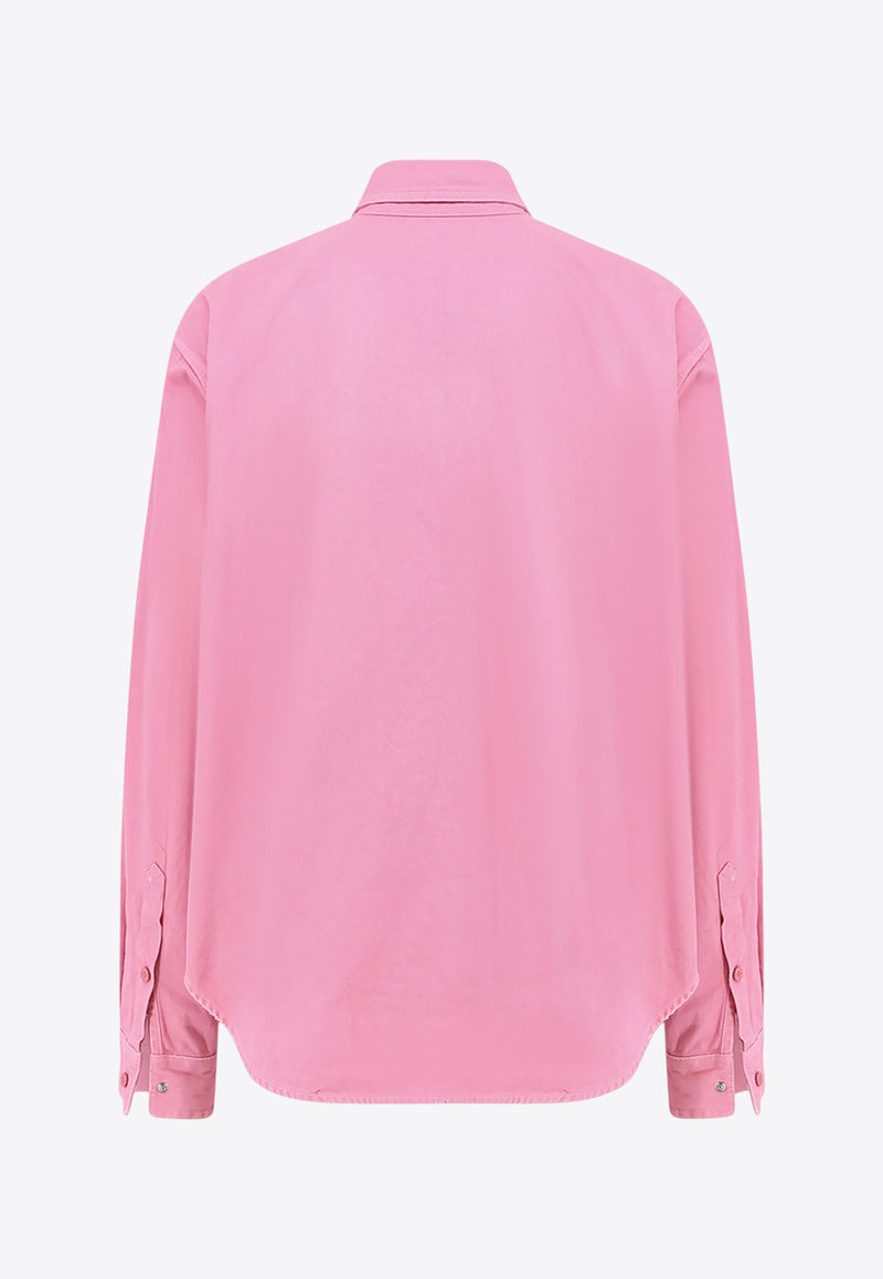 Balenciaga Distressed Long-Sleeved Logo Shirt Pink 822840TRWB1_2014_BABY PINK_32772800