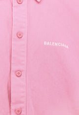 Balenciaga Distressed Long-Sleeved Logo Shirt Pink 822840TRWB1_2014_BABY PINK_32772800