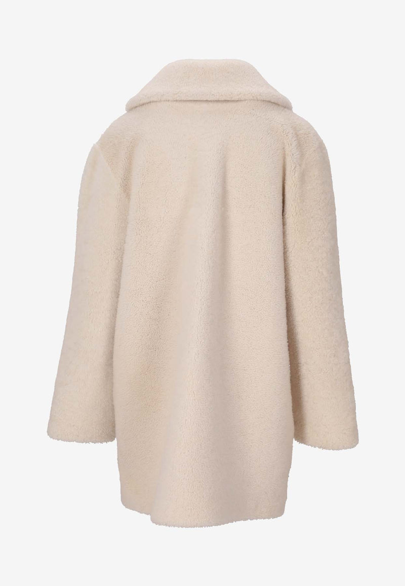 La Rose Single-Breasted Fur Coat Cream 1559B_PANNA
