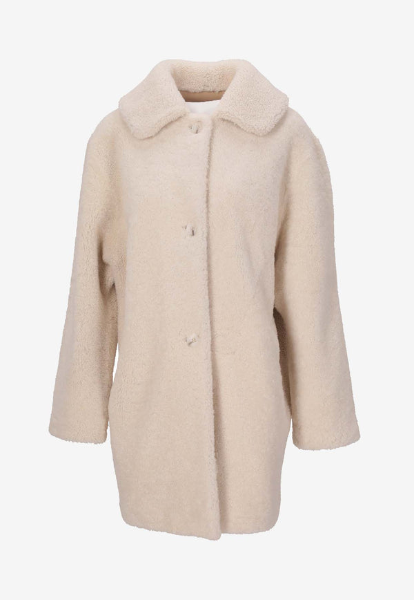 La Rose Single-Breasted Fur Coat Cream 1559B_PANNA
