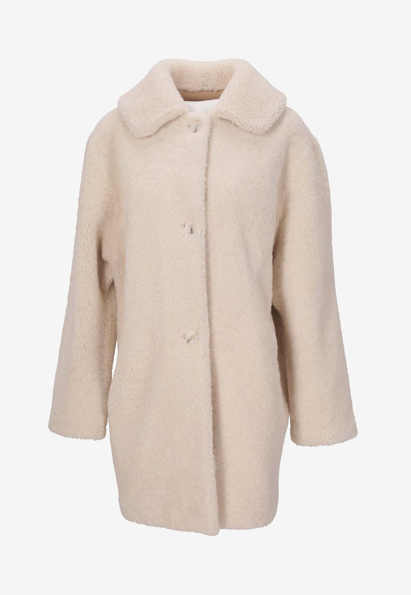 La Rose Single-Breasted Fur Coat Cream 1559B_PANNA