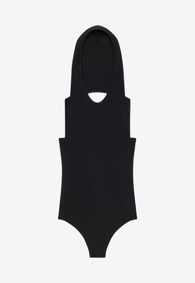 Courrèges Hooded Halterneck Bodysuit  Black 424JBD108PL0159_9999