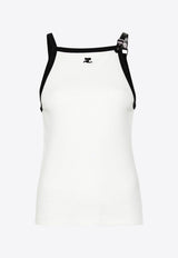 Courrèges Logo Embroidered Tank Top White 124JDE067JS0070_0098