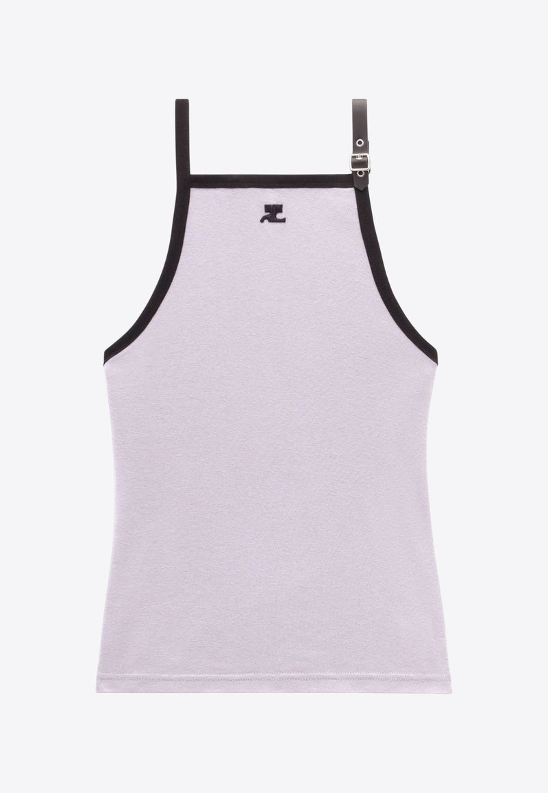 Courrèges Logo Embroidered Tank Top Gray 124JDE067JS0070_B102