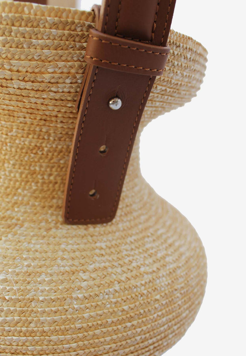 La Rose Leather Trim Vase Beige P22CAT_96