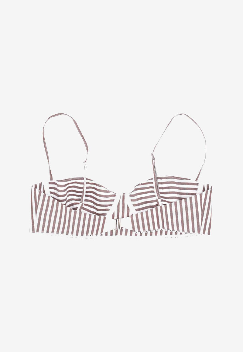 La Rose All-Over Striped Bralette Beige TP003001_BROWN STRIPES