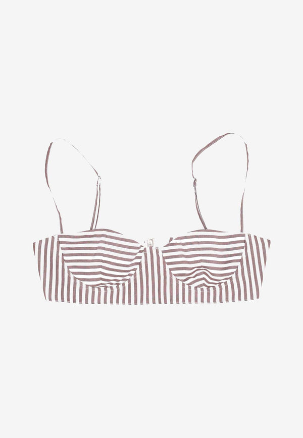 La Rose All-Over Striped Bralette Beige TP003001_BROWN STRIPES