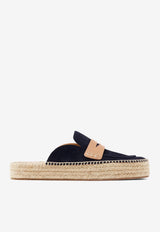JW Anderson Suede Espadrille Flat Mules Navy LF0055LA0240_888
