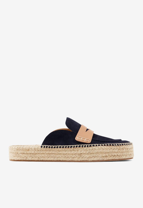 JW Anderson Suede Espadrille Flat Mules Navy LF0055LA0240_888