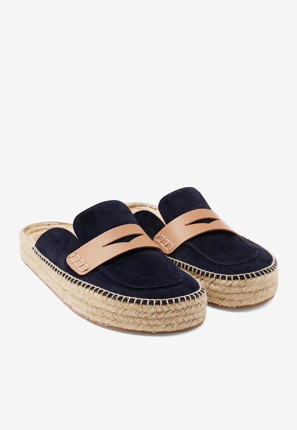 JW Anderson Suede Espadrille Flat Mules Navy LF0055LA0240_888