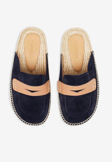 JW Anderson Suede Espadrille Flat Mules Navy LF0055LA0240_888