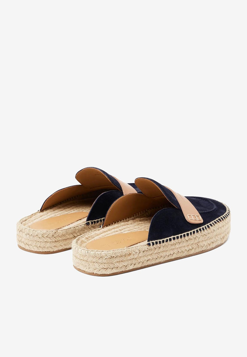 JW Anderson Suede Espadrille Flat Mules Navy LF0055LA0240_888