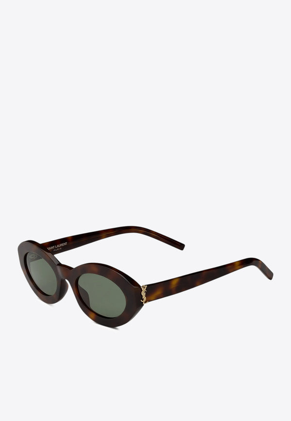 Saint Laurent Tiny Cassandre Oval Sunglasses  Green 780255Y9956_2301