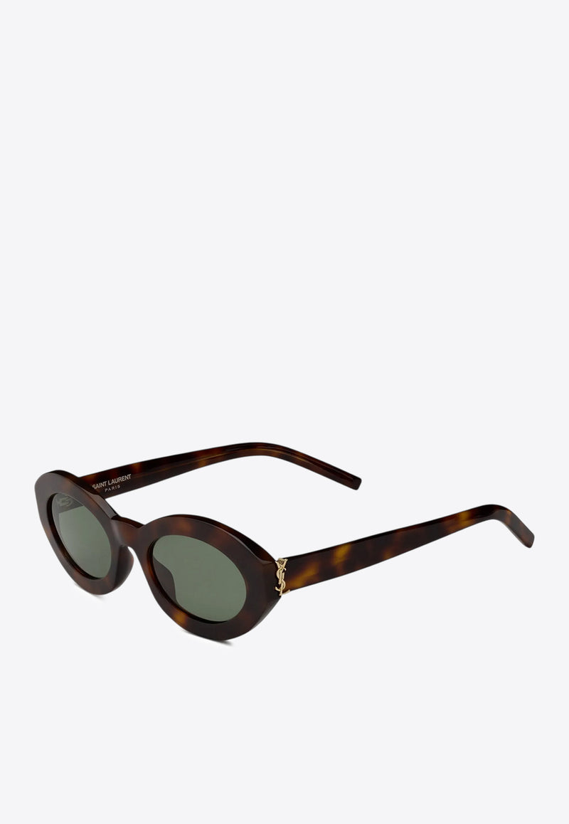 Saint Laurent Tiny Cassandre Oval Sunglasses  Green 780255Y9956_2301