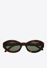 Saint Laurent Tiny Cassandre Oval Sunglasses  Green 780255Y9956_2301