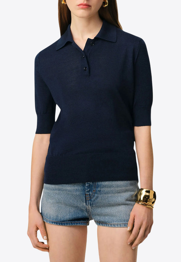 AMI PARIS Ami De Coeur Knit Polo T-shirt Blue FPL166KN0066_4011