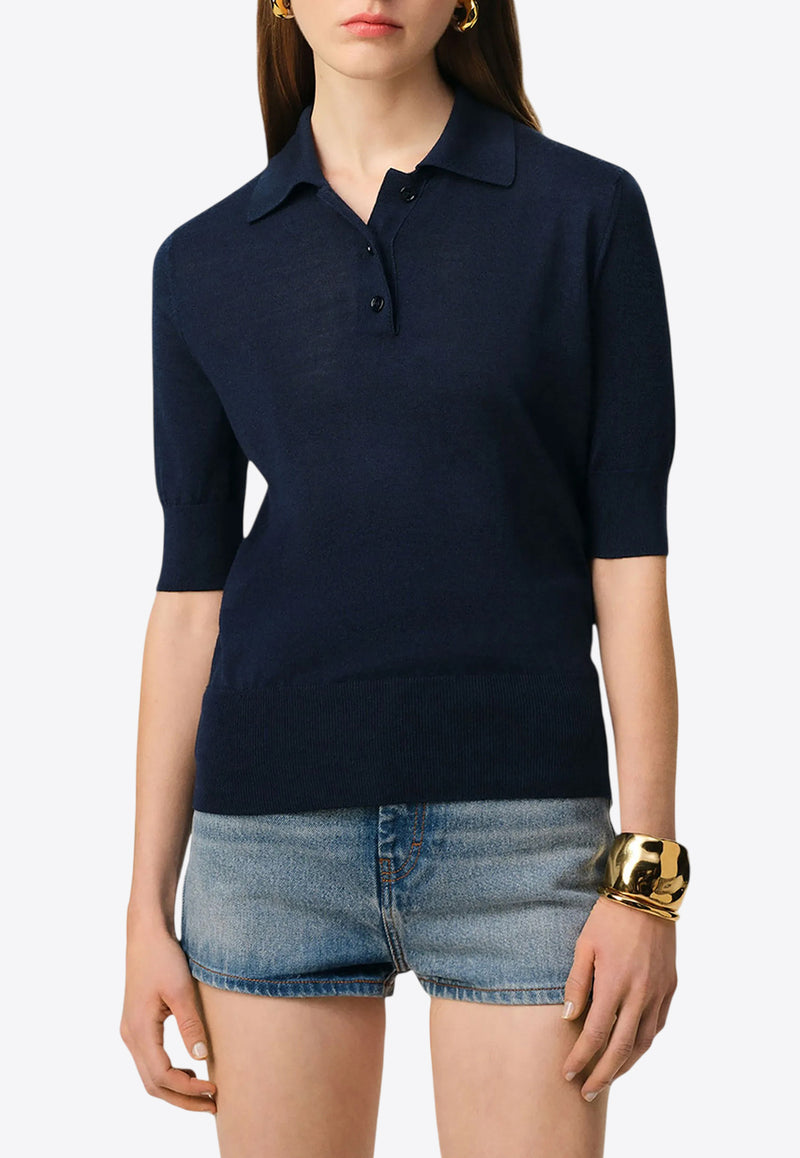 AMI PARIS Ami De Coeur Knit Polo T-shirt Blue FPL166KN0066_4011