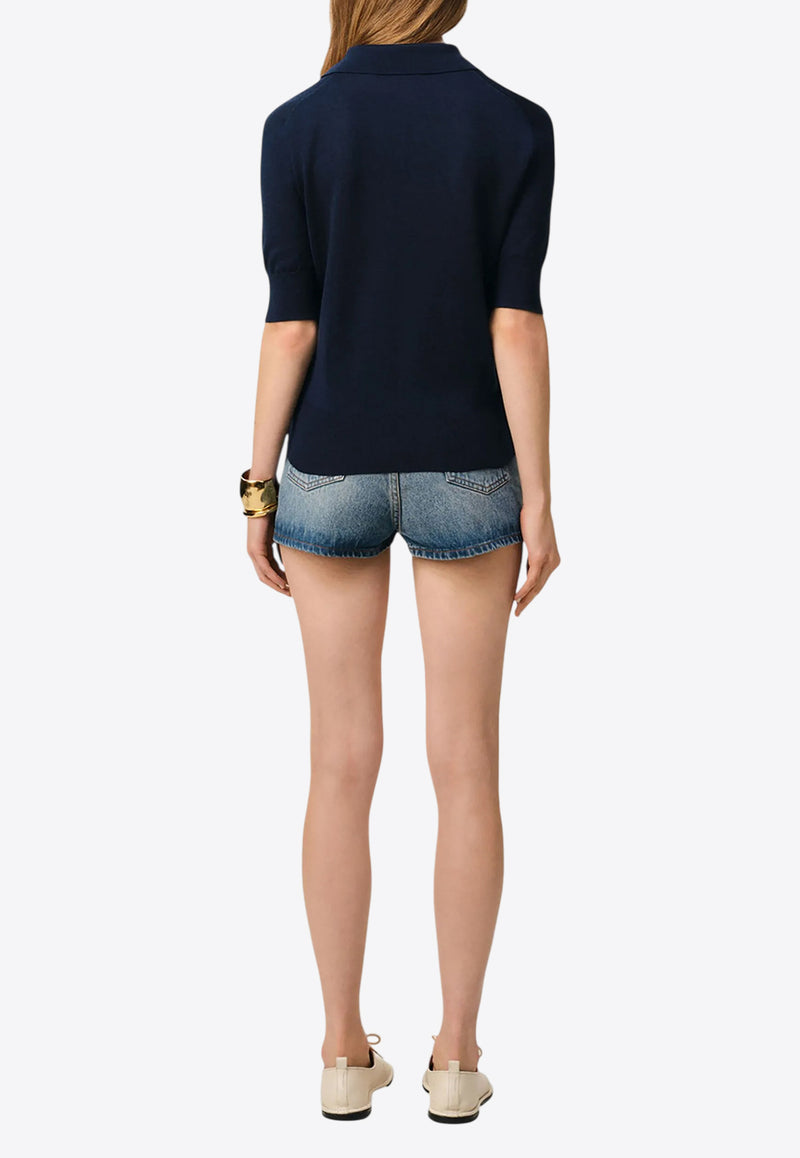 AMI PARIS Ami De Coeur Knit Polo T-shirt Blue FPL166KN0066_4011