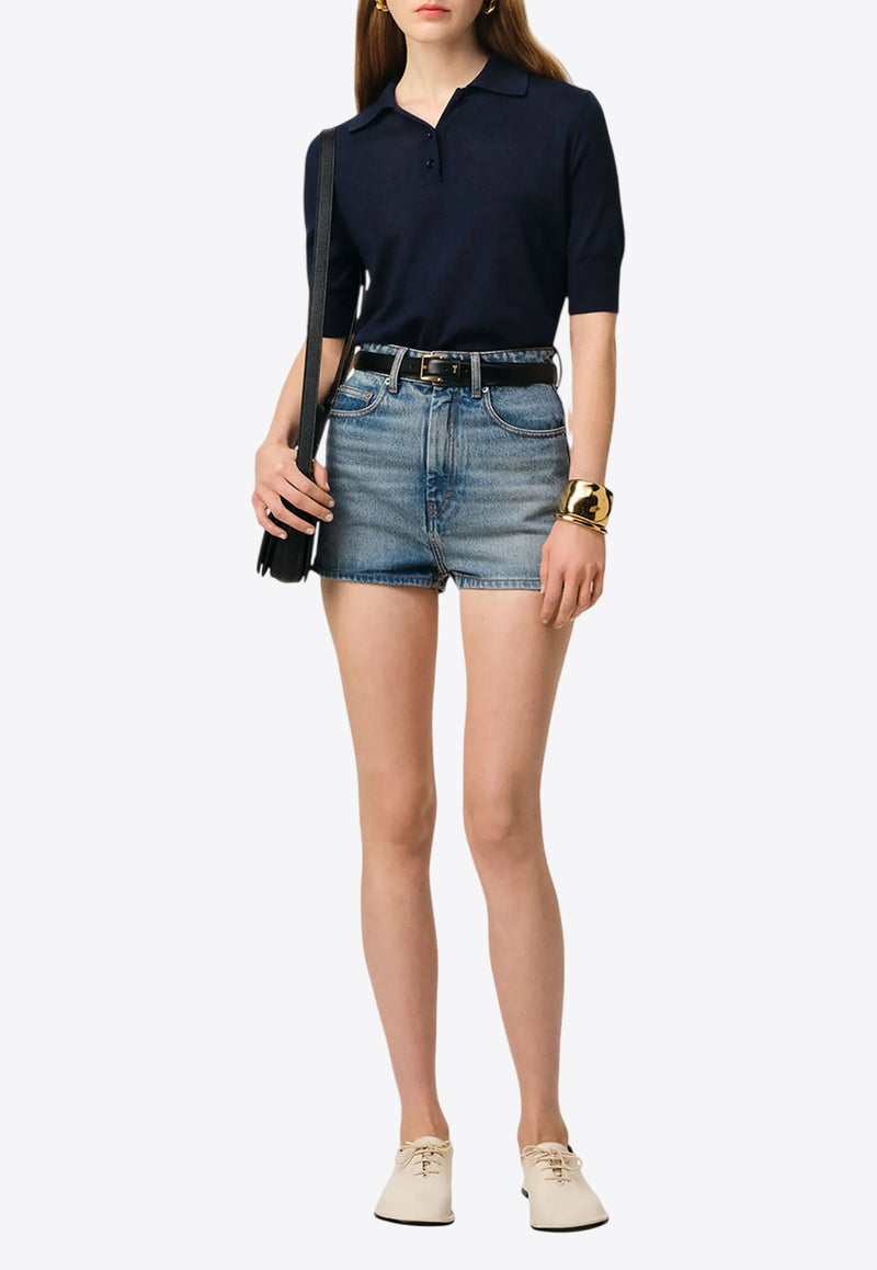 AMI PARIS Ami De Coeur Knit Polo T-shirt Blue FPL166KN0066_4011