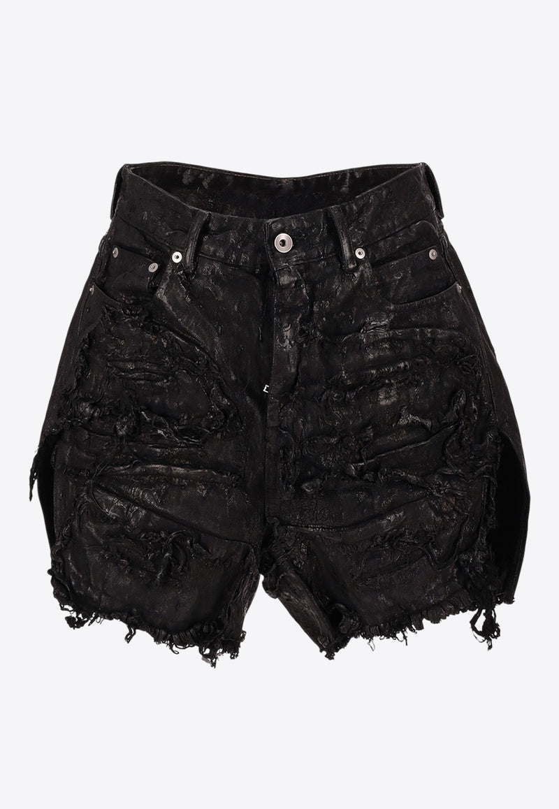 Rick Owens Cut Offs Megacrust Denim Shorts Black RO01E7381BMT_09