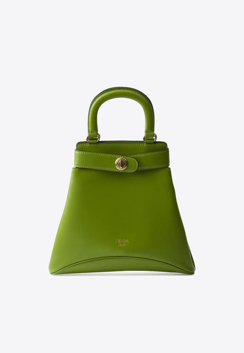 Prada Medium Carey Calf Leather Top Handle Bag Green 1BG567VKOO2HIA_F0ZCM