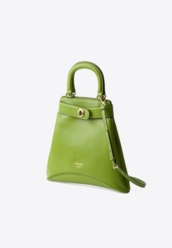 Prada Medium Carey Calf Leather Top Handle Bag Green 1BG567VKOO2HIA_F0ZCM