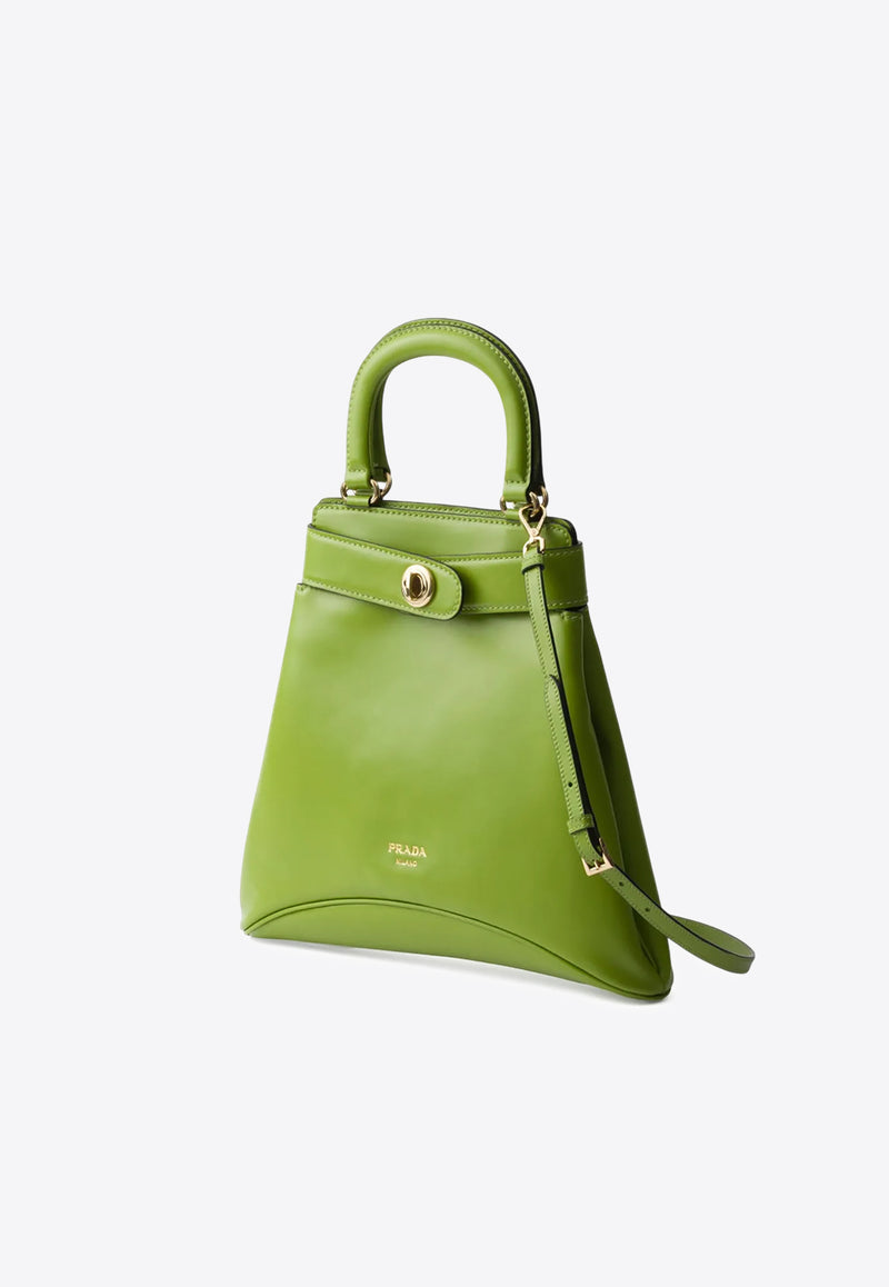 Prada Medium Carey Calf Leather Top Handle Bag Green 1BG567VKOO2HIA_F0ZCM
