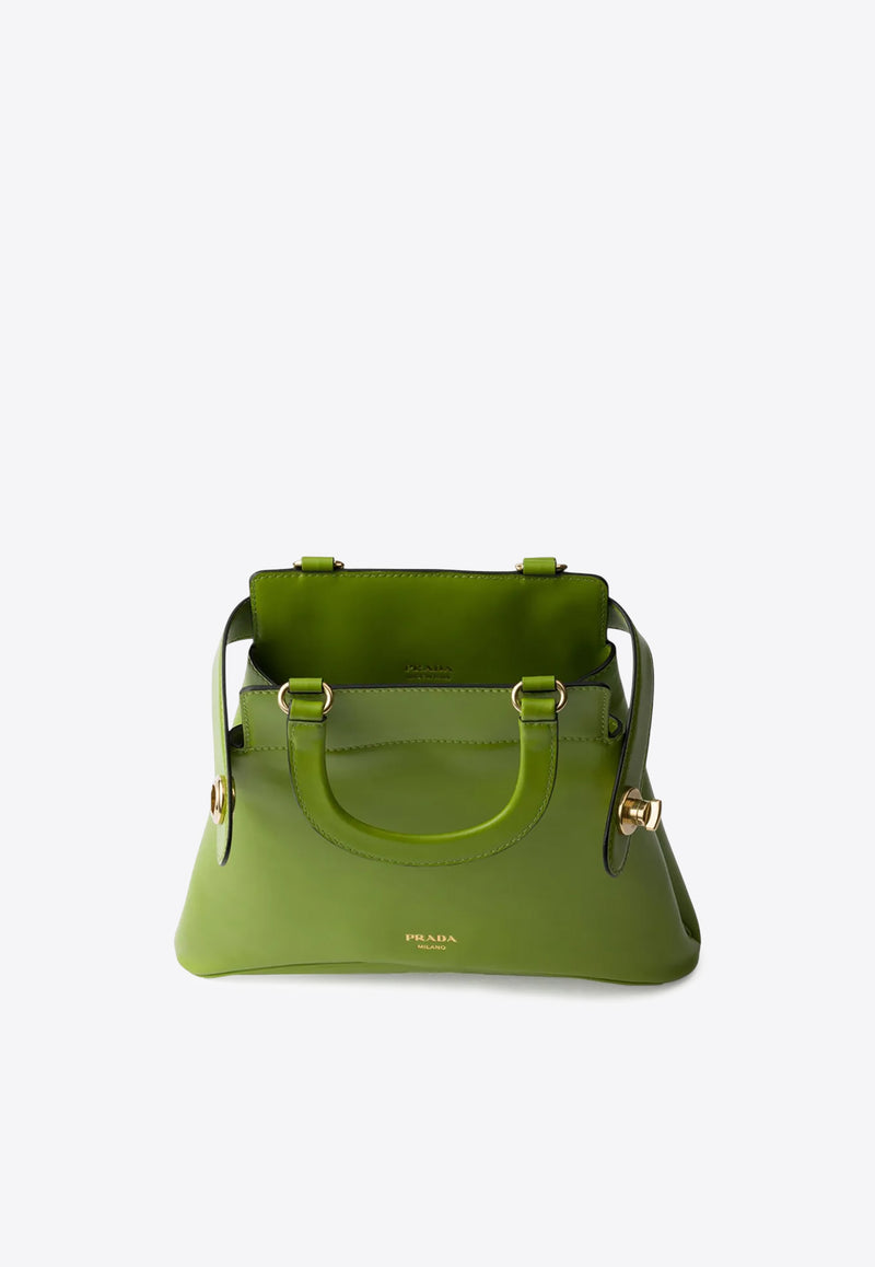 Prada Medium Carey Calf Leather Top Handle Bag Green 1BG567VKOO2HIA_F0ZCM