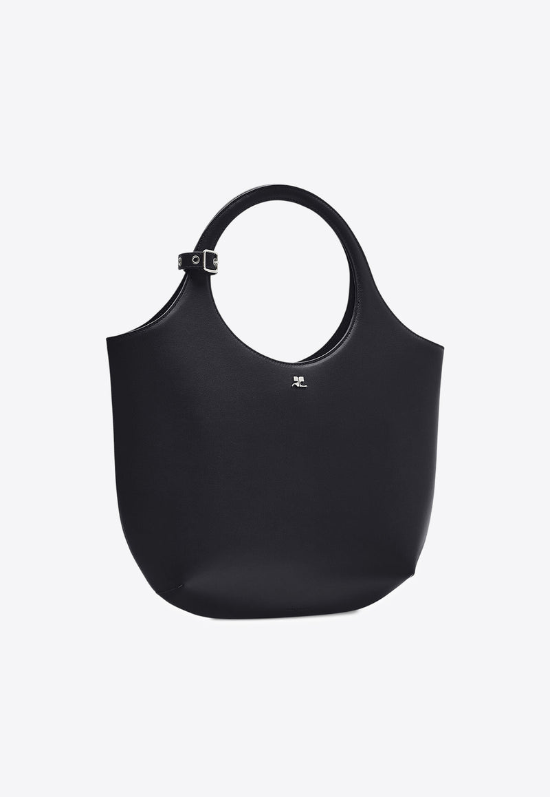 Courrèges Medium Holy Calf Leather Tote Bag  Black 324GSA116CR0065_9999