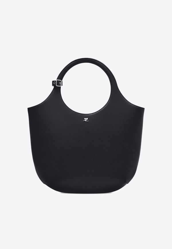 Courrèges Medium Holy Calf Leather Tote Bag  Black 324GSA116CR0065_9999