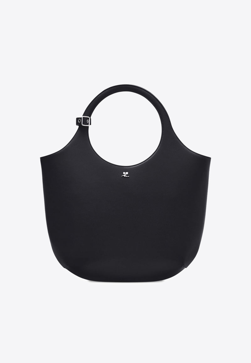 Courrèges Medium Holy Calf Leather Tote Bag  Black 324GSA116CR0065_9999