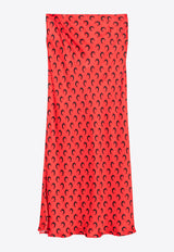 Marine Serre Crescent Moon Print Satin Midi Skirt  Red WSK070ACWOV0060_RD10