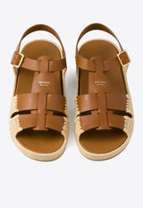 Prada Leather and Jute Sandals Tan 1X870NF010248_F0054