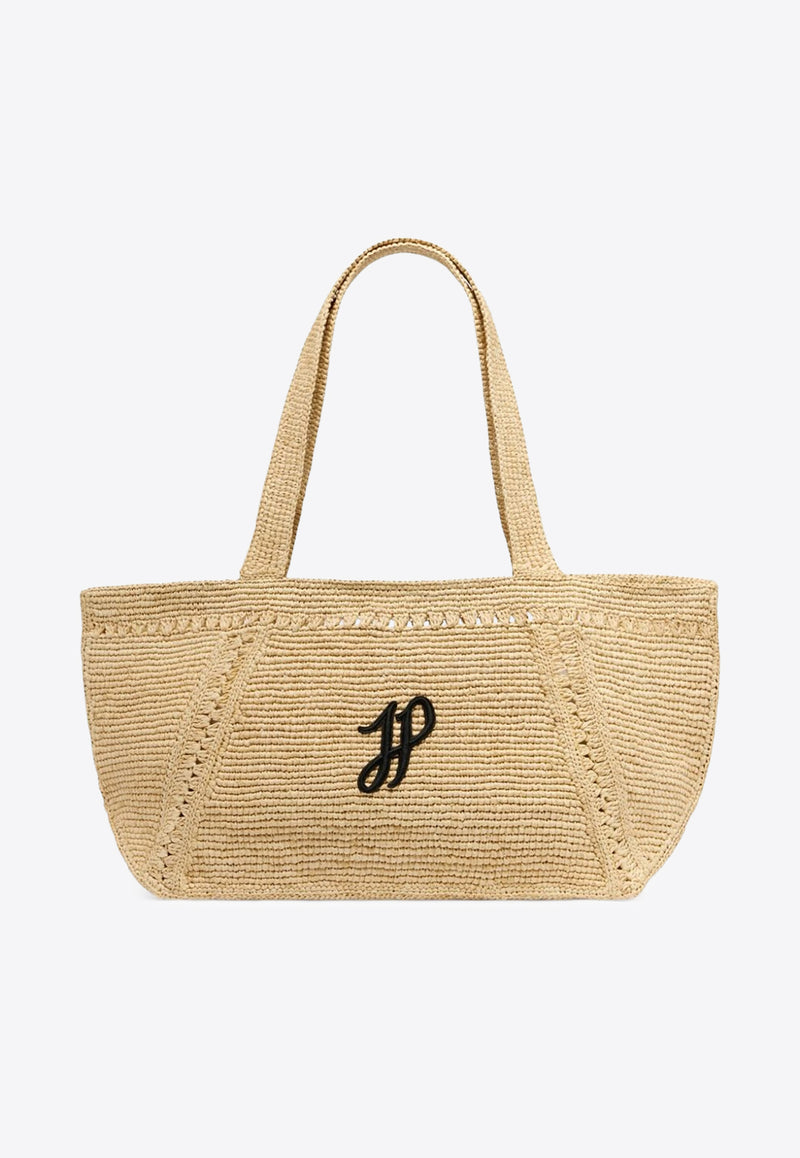 Patou Large JP Monogram Trapeze Raffia Tote Bag Beige AC0920215_102V