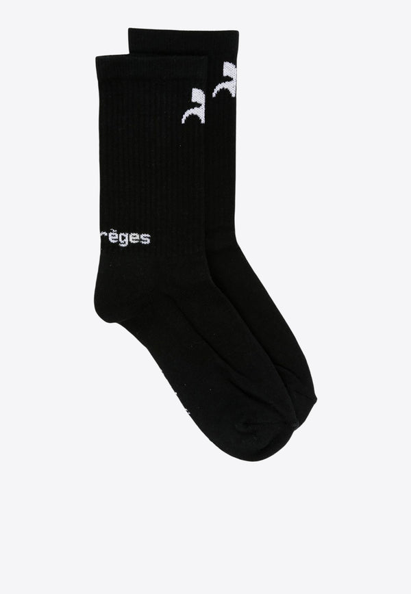 Courrèges Logo Intarsia Ankle Socks Black 323MCL024FI0042_9902
