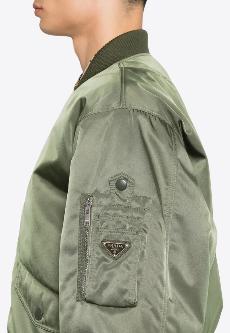 Prada Triangle Logo Satin Bomber Jacket Green SGC824SOOO16HS_F0161