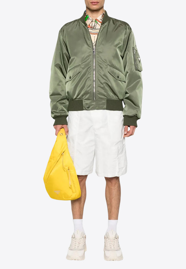 Prada Triangle Logo Satin Bomber Jacket Green SGC824SOOO16HS_F0161