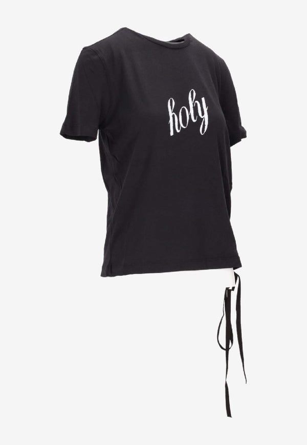 Ann Demeulemeester Fanie Printed T-shirt Black B0012545FA206_099