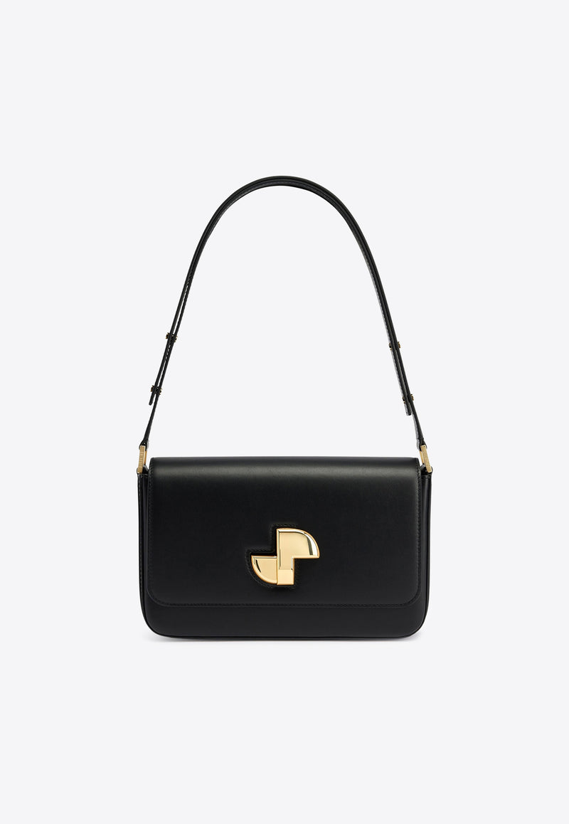 Patou Le Lock Leather Shoulder Bag Black BA0175000_999B