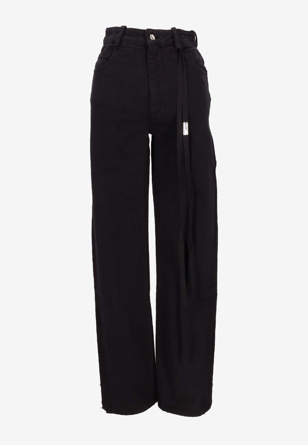 Ann Demeulemeester Herme Slim Jeans with Grosgrain Ribbon Black B0011430FA038_099