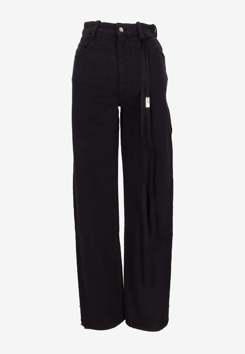Ann Demeulemeester Herme Slim Jeans with Grosgrain Ribbon Black B0011430FA038_099