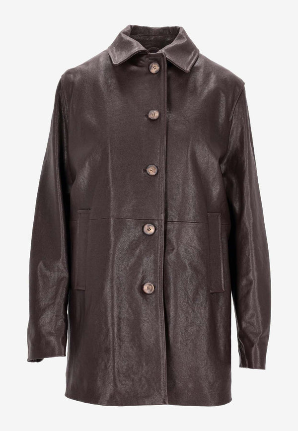 La Rose Vintage Leather Jacket Brown 1551_TESTA DI MORO