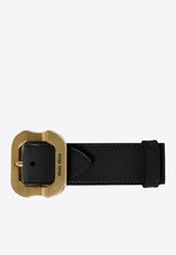 Miu Miu Leather Bracelet with Engraved-Logo Black 5IB6542E6Y_F0632