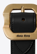Miu Miu Leather Bracelet with Engraved-Logo Black 5IB6542E6Y_F0632